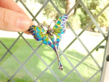 Photo of Plique a Jour Enamel & Ruby Butterfly Pendant