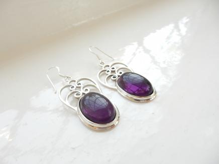 Photo of Silver & Amethyst Drop Earrings