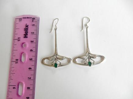 Photo of Solid Silver Art Nouveau Droplet Earrings