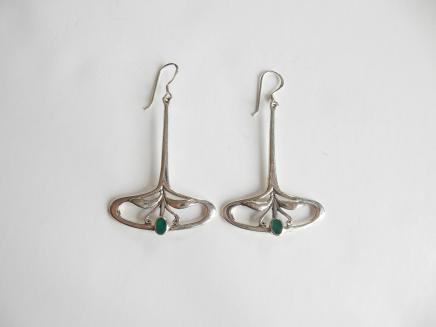 Photo of Solid Silver Art Nouveau Droplet Earrings