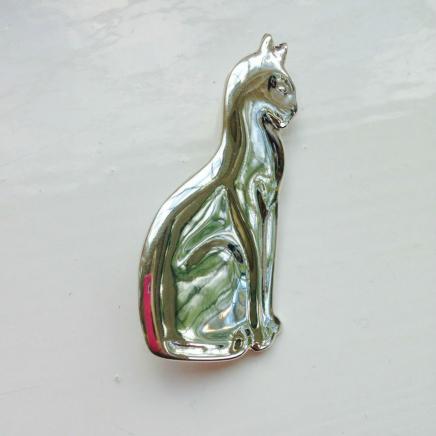 Photo of Solid Silver Cat Brooch