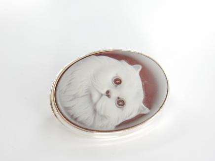 Photo of Solid Silver Cat Cameo Brooch