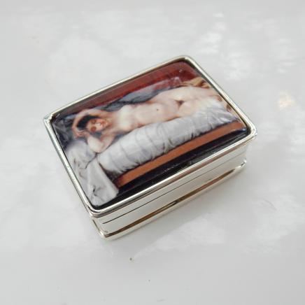 Photo of Silver & Enamel Nude Lady Pill Box