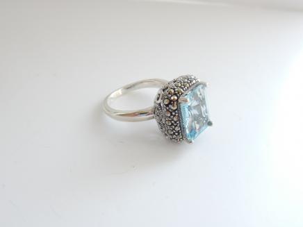 Photo of Silver Filigree Blue Topaz Ring