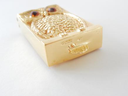 Photo of Solid Silver Gold Plated Owl Vesta
