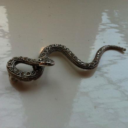 Photo of Elegant Silver & Marcasite Serpent Twist Pendant