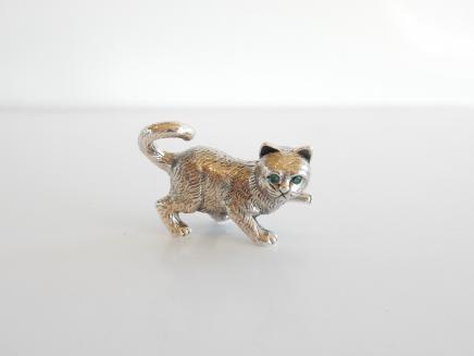 Photo of Solid Silver Ruby Stone Miniature Cat Charm