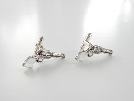 Photo of Solid Silver & Mother of Pearl Mens Pistol Cufflinks