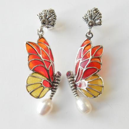 Photo of Plique a Jour Enamel Butterfly Earrings