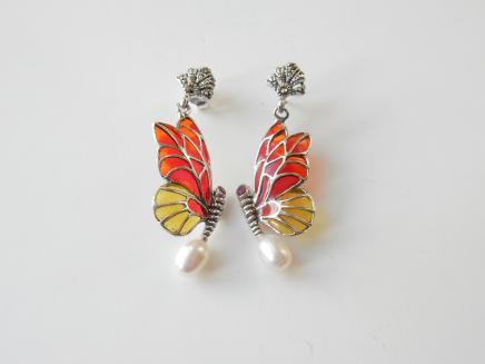 Photo of Plique a Jour Enamel Butterfly Earrings