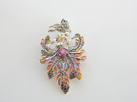 Photo of Silver Marcasite & Ruby Lady Pendant