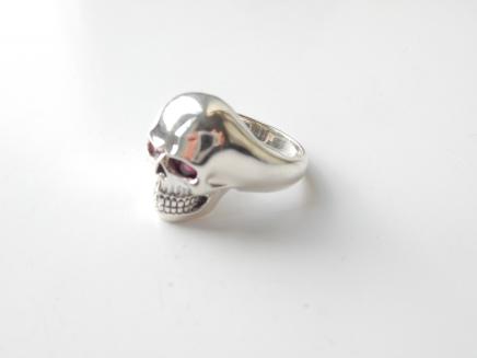 Photo of Solid Silver Real Ruby Skull Ring