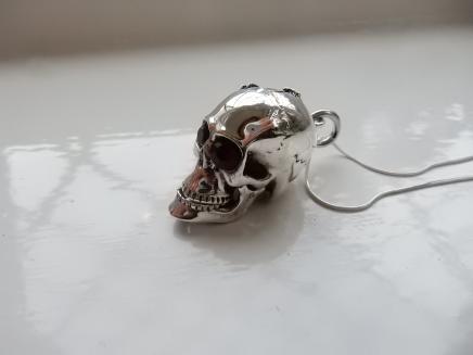 Photo of Solid Silver & Garnet Skull & Chain