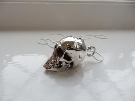 Photo of Solid Silver & Garnet Skull & Chain