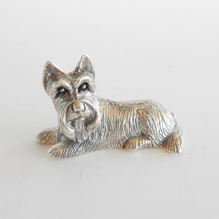 Photo of Miniature Solid Silver Yorkshire Terrier Dog Figurine