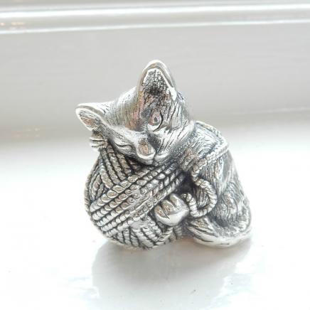 Photo of Sterling Silver Cat & Ball of Wool Pin Cushion