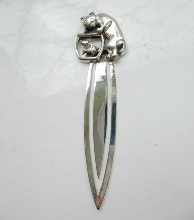Photo of Sterling Silver Cat & Fish Bowl Bookmark