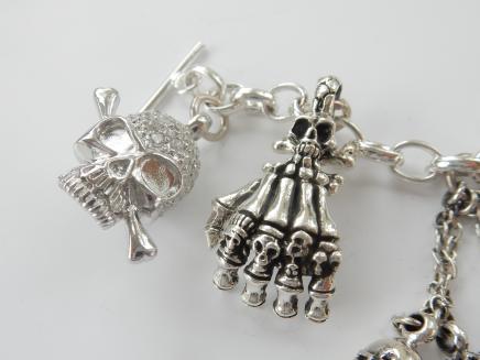 Photo of Sterling SilverGothic Skull Charm Bracelet
