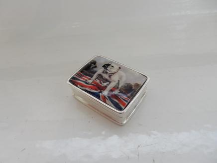 Photo of Solid Silver Union Jack British Bull Dog Pill Box