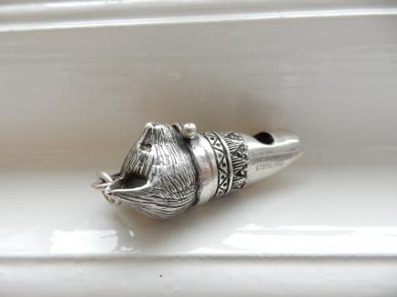 Photo of Sterling Silver & Garnet Cat Whistle Pendant