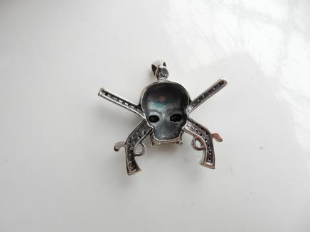 Photo of Large Silver & Garnet Skull Pendant