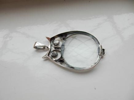 Photo of Solid Silver Barn Owl Magnifying Pendant