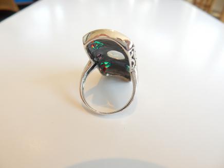 Photo of Solid Silver Gilson Opal & Enamel Ring