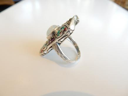 Photo of Solid Silver Gilson Opal & Enamel Ring