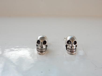 Photo of Sterling Silver Gothic Skull Stud Earrings