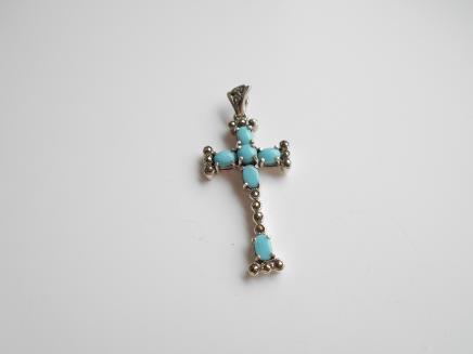 Photo of Vintage Turquoise Stone Crucifix Pendant