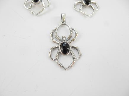 Photo of Sterling Silver Onyx Spider Jewellery Set
