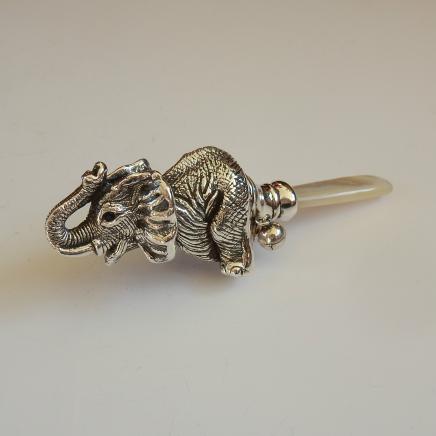Photo of Sterling Silver Elephant Baby Rattle
