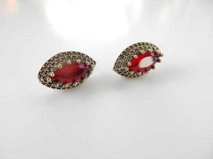 Photo of Sterling Silver Red Cubic Zirconia Earrings