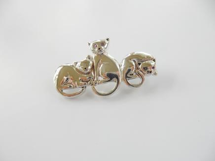 Photo of Sterling Silver Ruby Three Cats Brooch