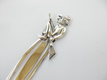 Photo of Sterling Silver Witch on Broomstick Clip