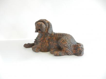 Photo of Vintage Wooden Carved Shaggy Haired Dog