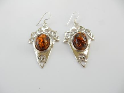 Photo of Vintage Celtic Baltic Amber Earrings
