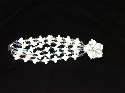 Photo of Vintage Sea Pearl & Blue Crystal Cuff