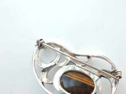 Photo of Silver Cabouchon Tigers Eye Brooch