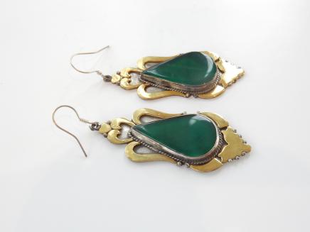 Photo of Solid Silver & Jade Doplet Earrings