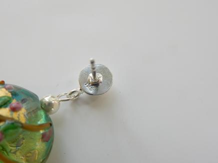 Photo of Vintage Green Glass Hand Decorated Earrings