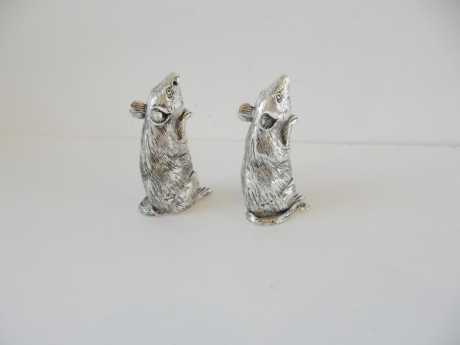 Photo of Pair 800 Mark Silver Mouse Salt & Pepper