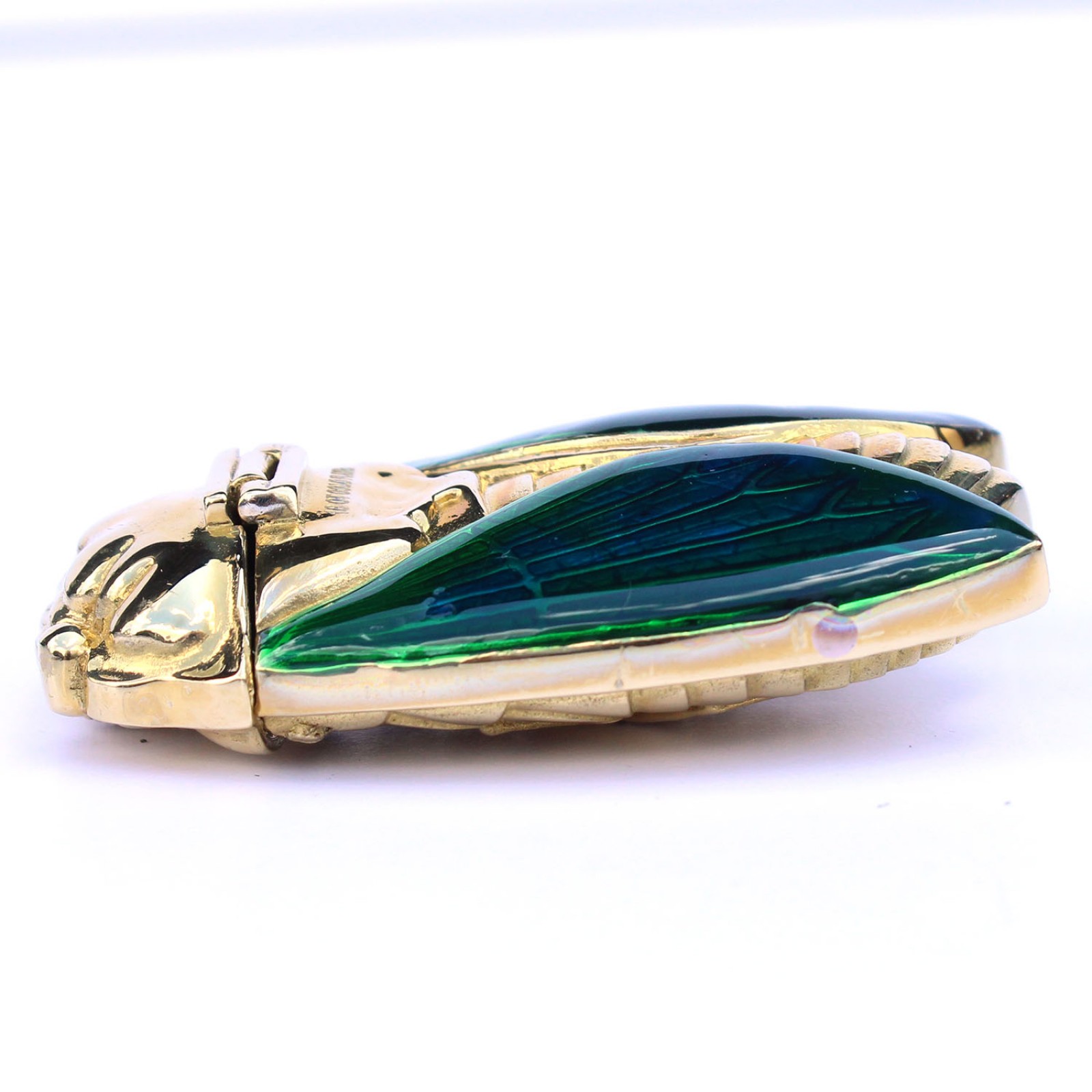 Photo of Brass & Enamel Bug Beetle Vesta Match Safe Snuff Container