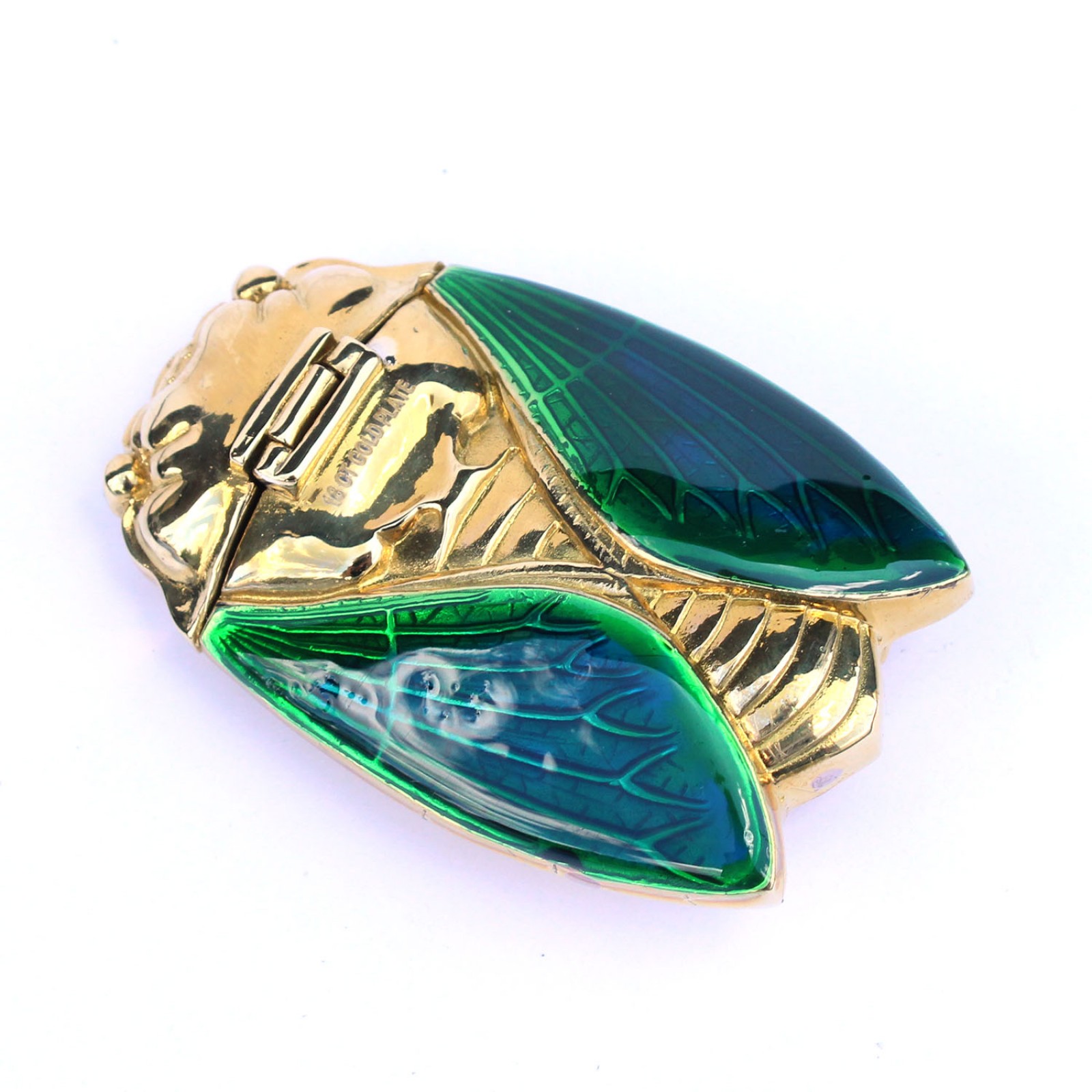 Photo of Brass & Enamel Bug Beetle Vesta Match Safe Snuff Container