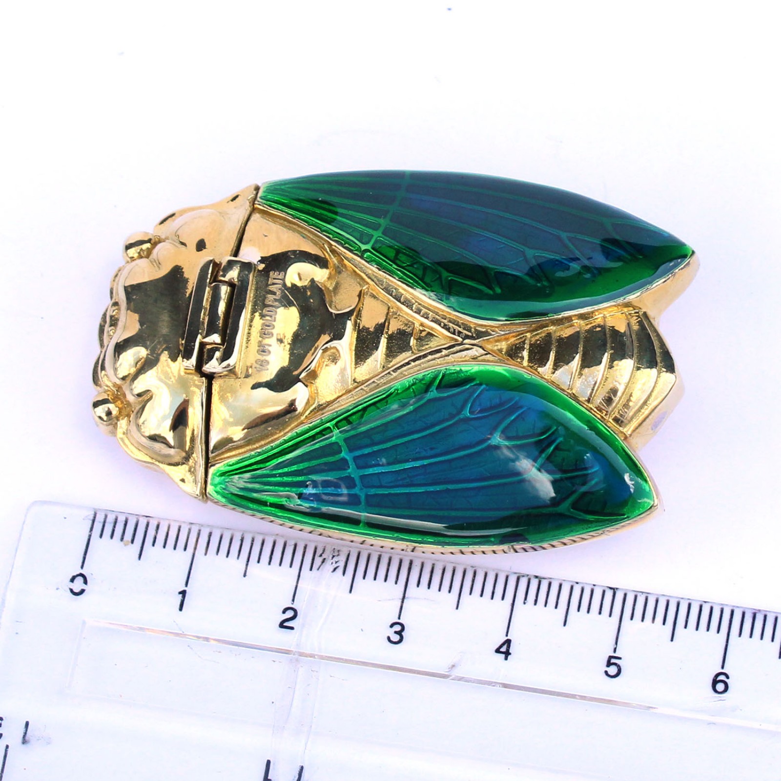 Photo of Brass & Enamel Bug Beetle Vesta Match Safe Snuff Container