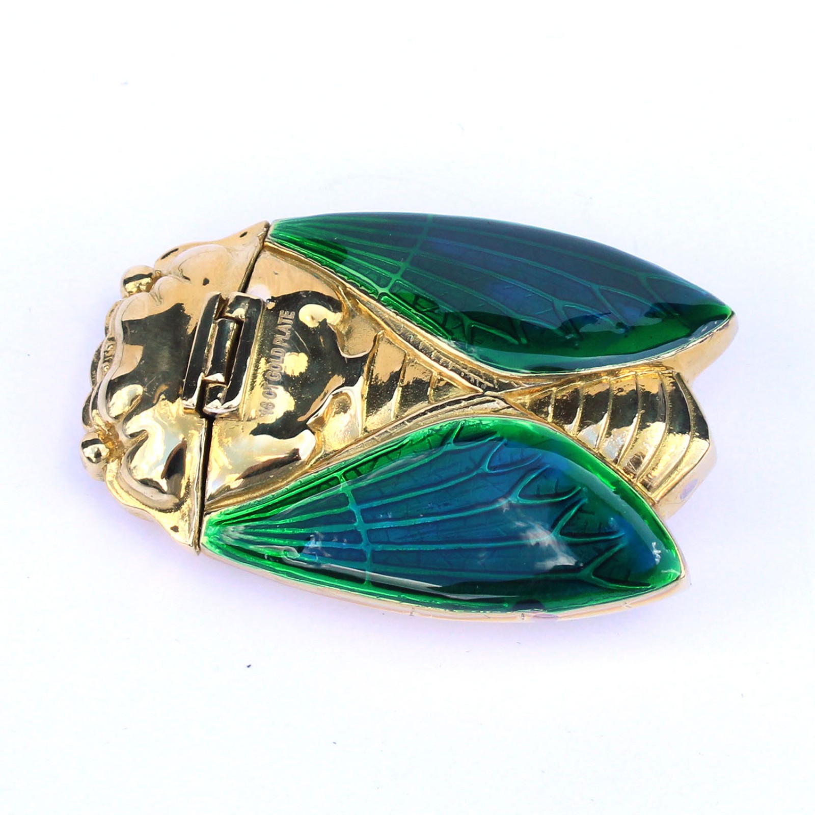 Photo of Brass & Enamel Bug Beetle Vesta Match Safe Snuff Container