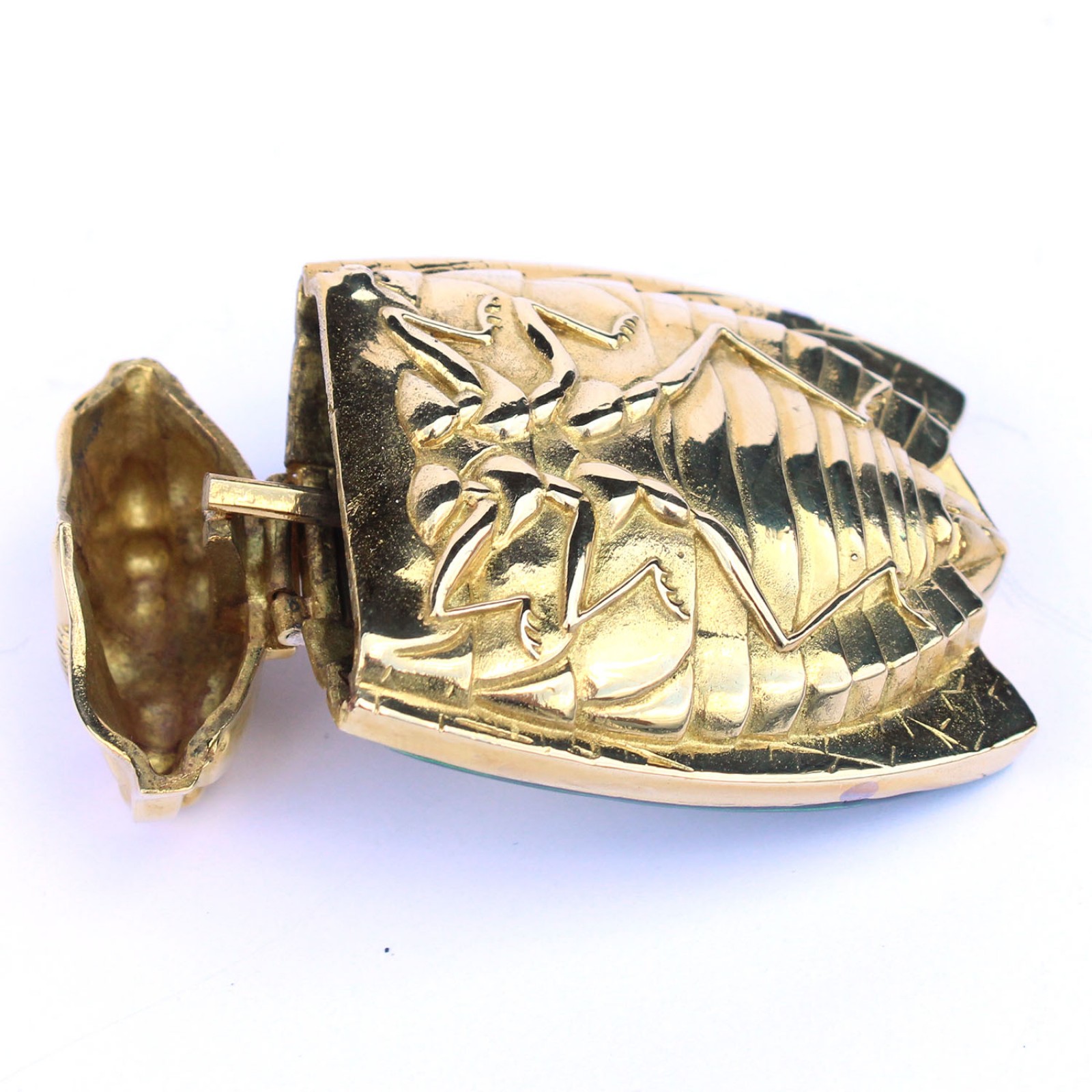 Photo of Brass & Enamel Bug Beetle Vesta Match Safe Snuff Container