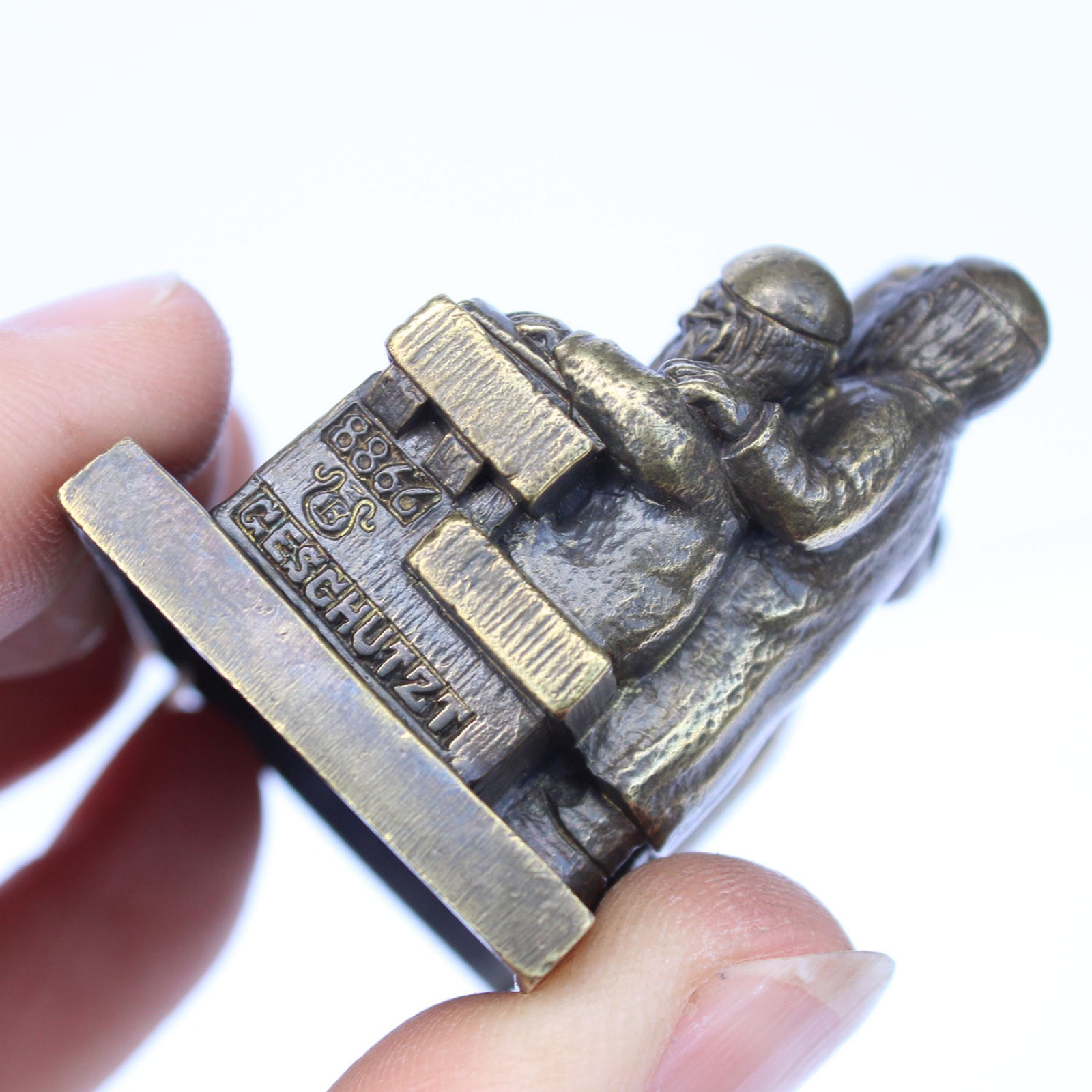 Photo of Brass Judaica Men Reading Scripture Figurine Ornament