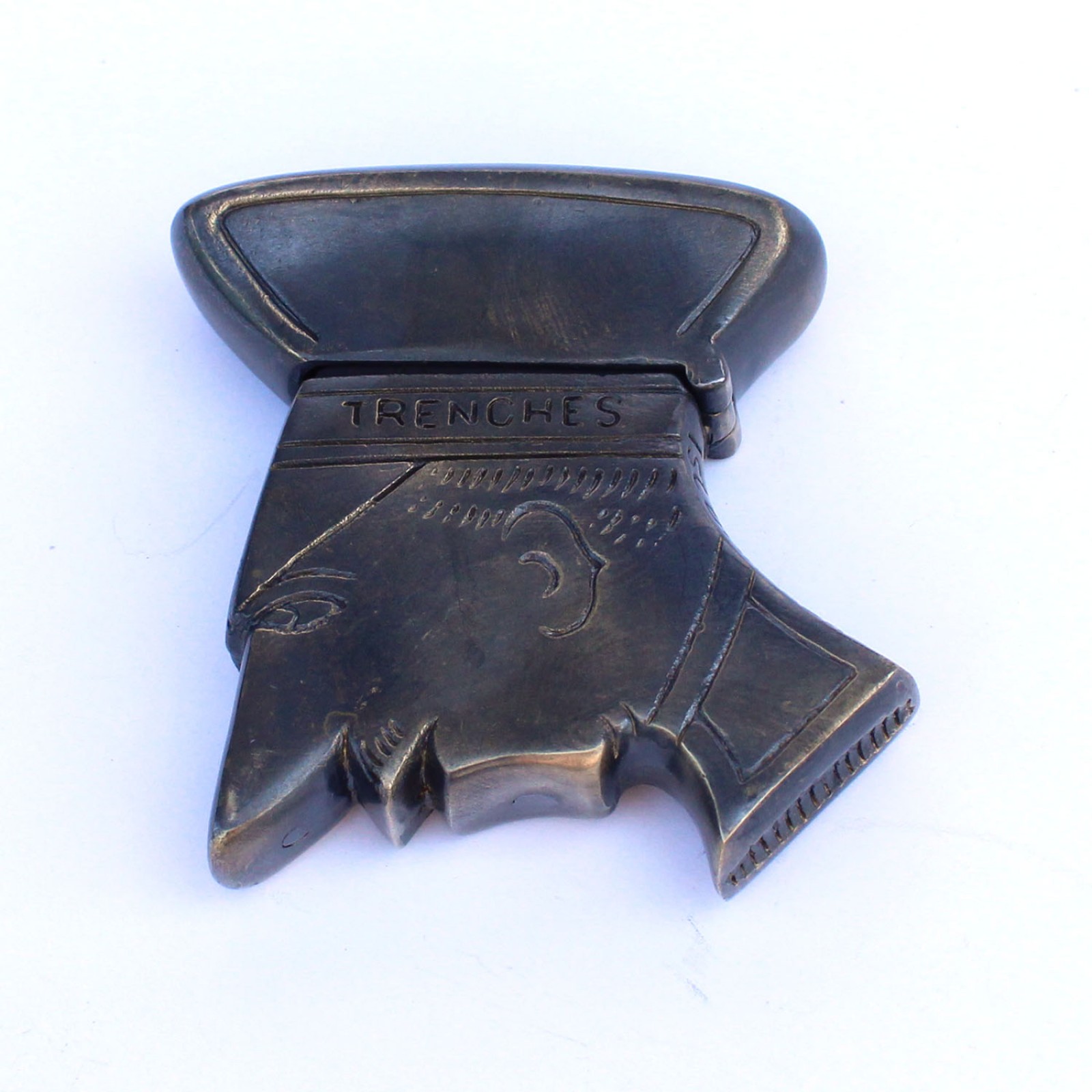 Photo of Brass WW1 Soldier YPRES 1915 Trench Art Man Vesta Case Match Safe
