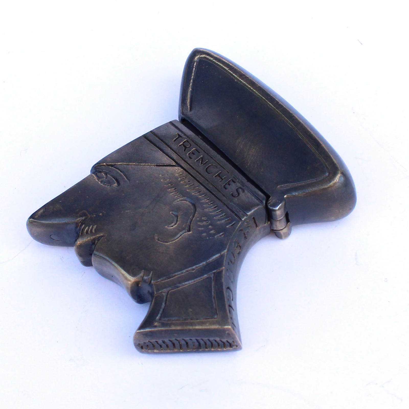 Photo of Brass WW1 Soldier YPRES 1915 Trench Art Man Vesta Case Match Safe